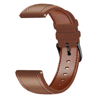 For Samsung Galaxy Watch 3 45mm Sewing Thread Genuine Leather Watch Band(Brown) by bashfashion