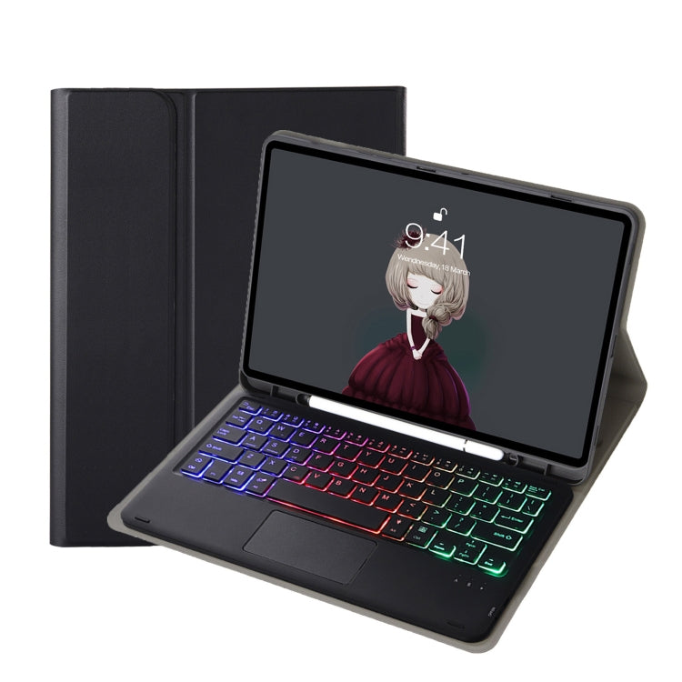 For Samsung Galaxy Tab S6 Lite A610B-AS Lambskin Texture Backlight Bluetooth Keyboard Leather Tablet Case(Black) by bashfashion