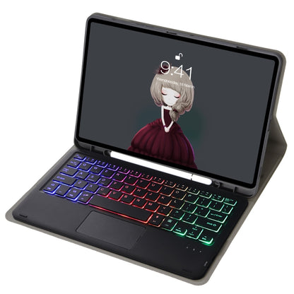 For Samsung Galaxy Tab S6 Lite A610B-AS Lambskin Texture Backlight Bluetooth Keyboard Leather Tablet Case(Black) by bashfashion