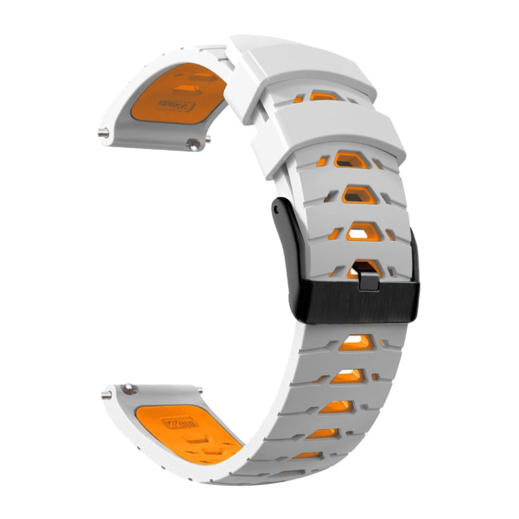 For Samsung Galaxy Watch 4 / Watch4 Classic Trapezoidal Three-row Hole Silicone Watch Band(White Orange) by bashfashion