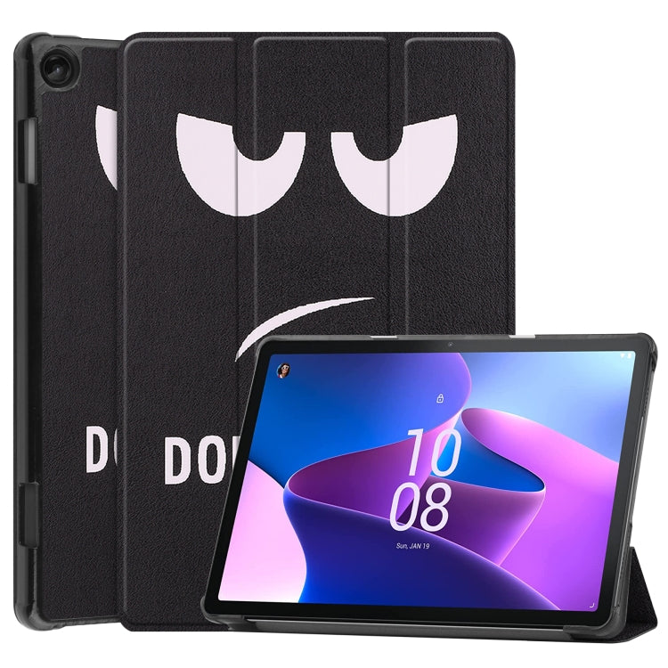 For Lenovo Tab M10 3rd Gen Custer Painted 3-Fold Holder Smart Leather Tablet Case(Big Eye Me) by bashfashion