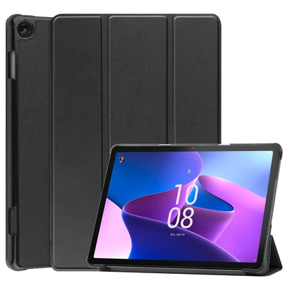 For Lenovo Tab M10 3rd Gen / TB328FU Custer Pure Color 3-Fold Holder Smart Leather Tablet Case(Black) by bashfashion