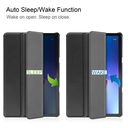 For Lenovo Tab M10 3rd Gen / TB328FU Custer Pure Color 3-Fold Holder Smart Leather Tablet Case(Black) by bashfashion