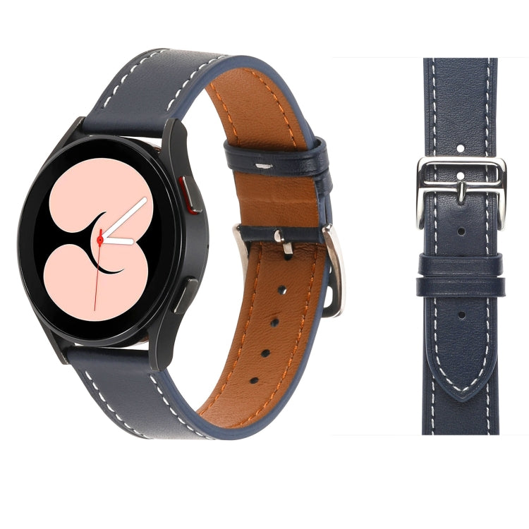 For Samsung Galaxy Watch4 40mm / 44mm Plain Weave Leather Watch Band(Midnight Blue) by bashfashion