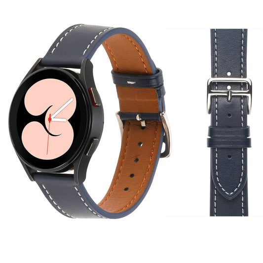 For Samsung Galaxy Watch4 40mm / 44mm Plain Weave Leather Watch Band(Midnight Blue) by bashfashion