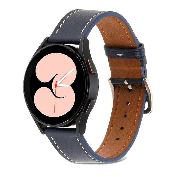 For Samsung Galaxy Watch4 40mm / 44mm Plain Weave Leather Watch Band(Midnight Blue) by bashfashion