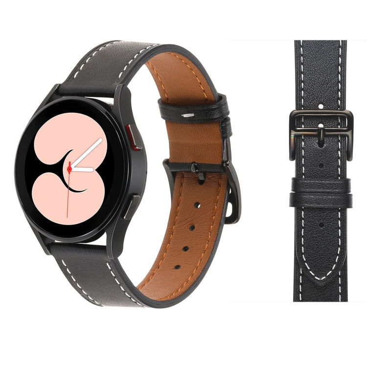 For Samsung Galaxy Watch4 40mm / 44mm Plain Weave Leather Watch Band(Black) by bashfashion
