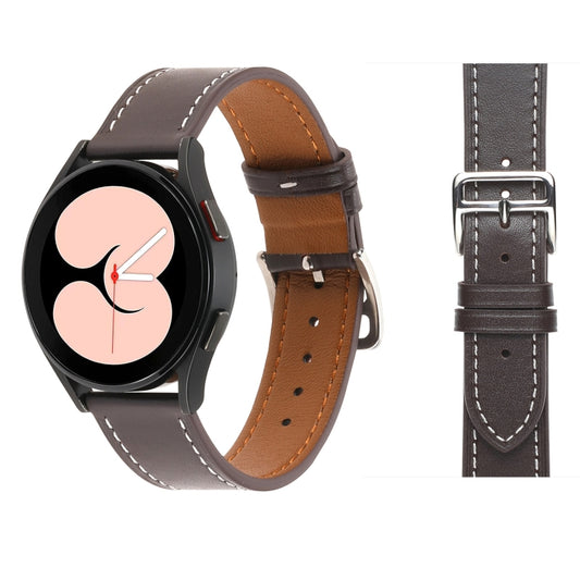 For Samsung Galaxy Watch4 40mm / 44mm Plain Weave Leather Watch Band(Coffee) by bashfashion