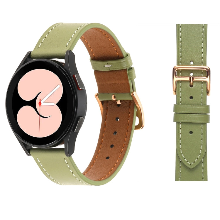 For Samsung Galaxy Watch4 40mm / 44mm Plain Weave Leather Watch Band(Avocado Green) by bashfashion