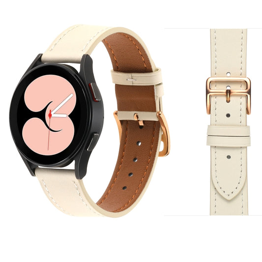 For Samsung Galaxy Watch4 40mm / 44mm Plain Weave Leather Watch Band(Beige White) by bashfashion