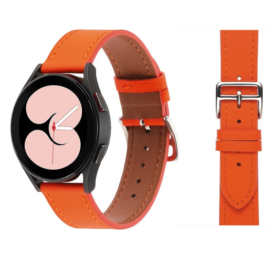 For Samsung Galaxy Watch4 40mm / 44mm Plain Weave Leather Watch Band(Orange) by bashfashion