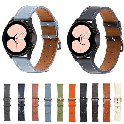 For Samsung Galaxy Watch4 40mm / 44mm Plain Weave Leather Watch Band(Coffee) by bashfashion