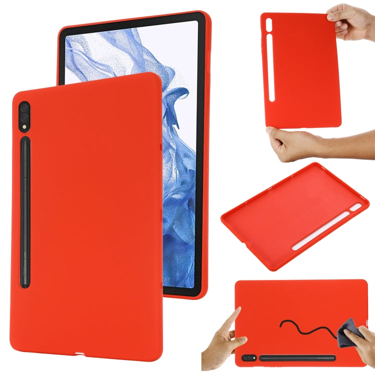 For Samsung Galaxy Tab S8 / S7 Pure Color Liquid Silicone Shockproof Tablet Case(Red) by bashfashion