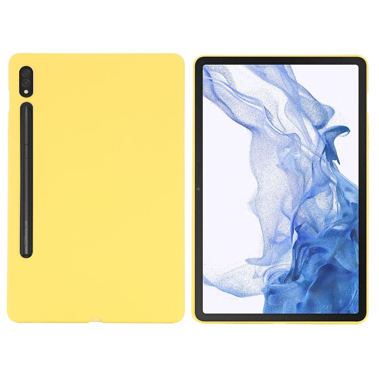 For Samsung Galaxy Tab S8 Ultra Pure Color Liquid Silicone Shockproof Tablet Case(Yellow) by bashfashion