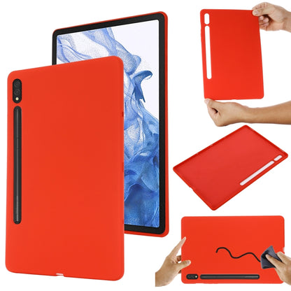For Samsung Galaxy Tab S8 Ultra Pure Color Liquid Silicone Shockproof Tablet Case(Red) by bashfashion