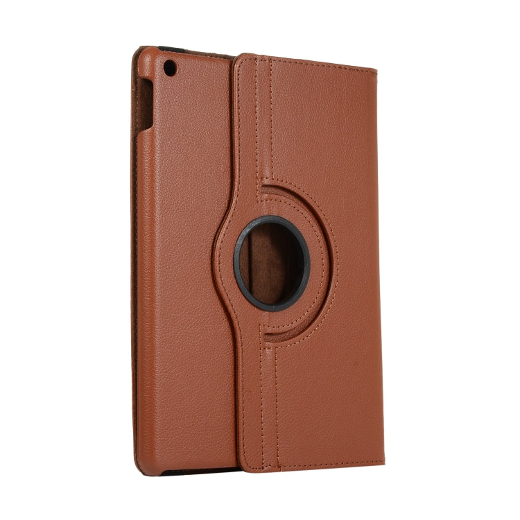 For Lenovo M10 Plus 3rd Litchi Texture 360 Degrees Rotation Leather Tablet Case with Holder(Brown) by bashfashion