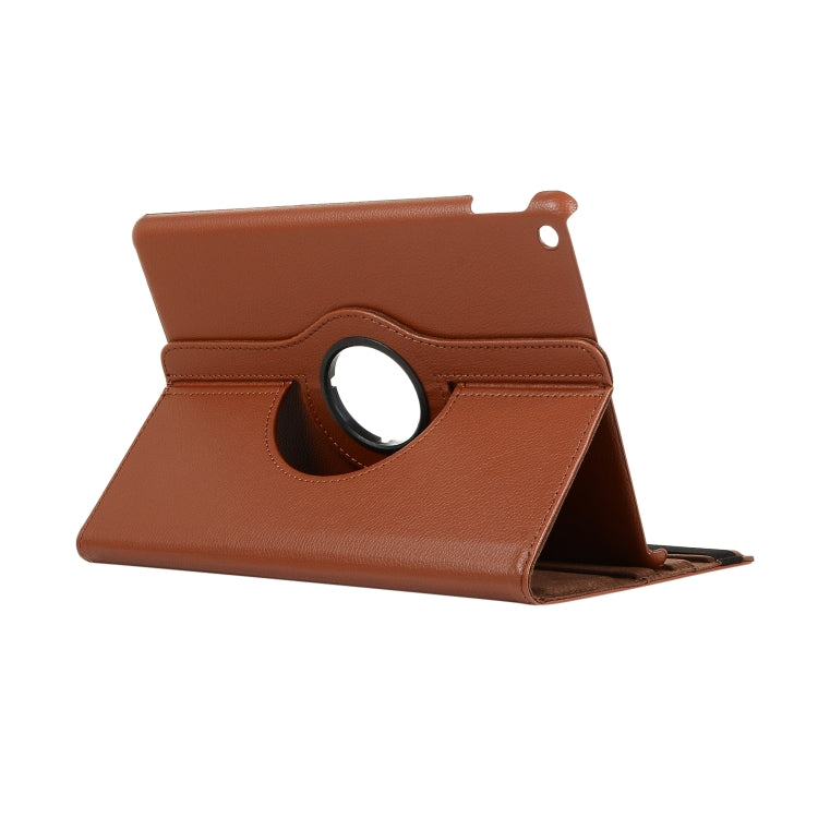 For Lenovo M10 Plus 3rd Litchi Texture 360 Degrees Rotation Leather Tablet Case with Holder(Brown) by bashfashion