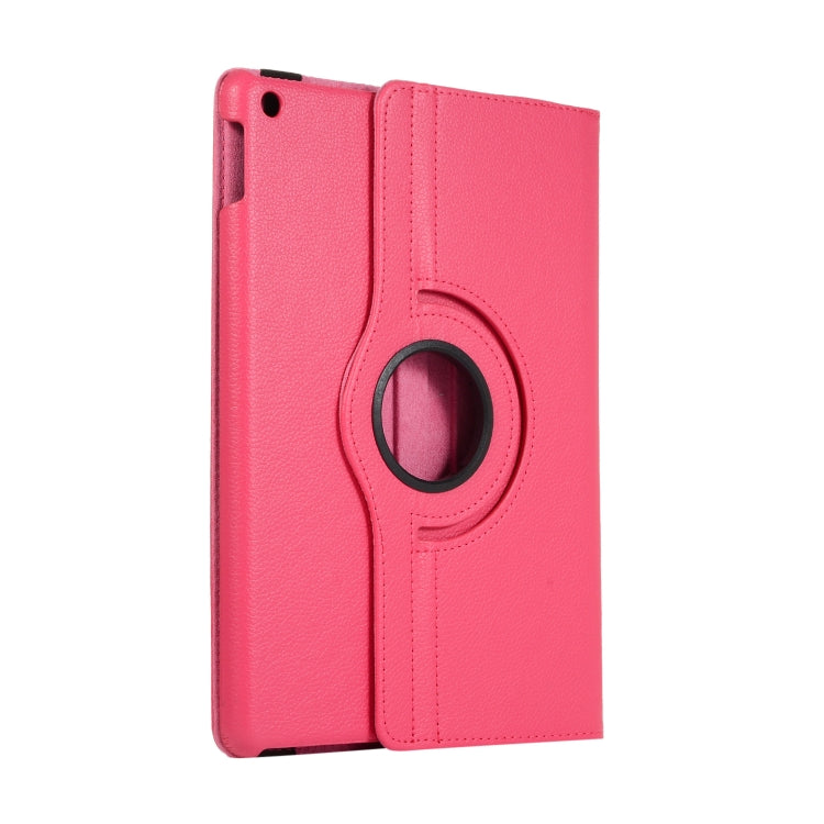 For Lenovo M10 Plus 3rd Litchi Texture 360 Degrees Rotation Leather Tablet Case with Holder(Rose Red) by bashfashion