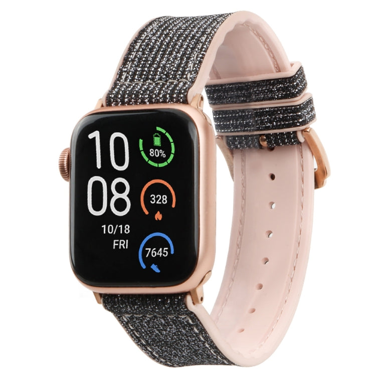 Glitter Starry Sky Watch Band For Apple Watch Series 9&8&7 41mm / SE 3&SE 2&6&SE&5&4 40mm / 3&2&1 38mm(Black) by bashfashion