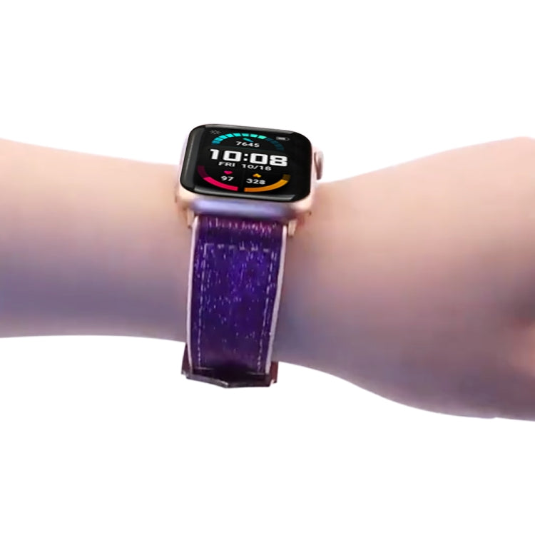 Glitter Starry Sky Watch Band For Apple Watch Ultra 49mm&Watch Ultra 2 49mm / Series 9&8&7 45mm / SE 3&SE 2&6&SE&5&4 44mm / 3&2&1 42mm(Dark Purple) by bashfashion