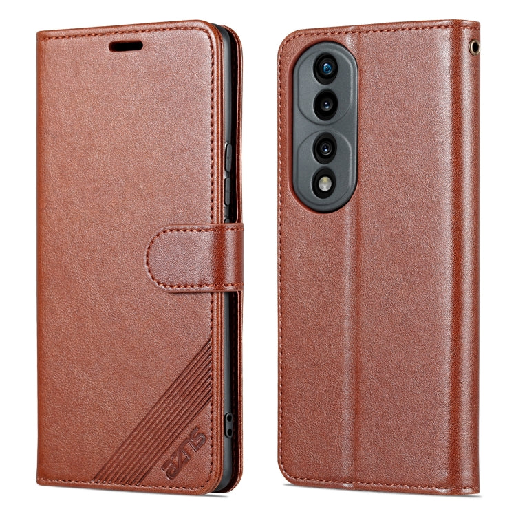 For Honor 70 AZNS Sheepskin Texture Flip Leather Phone Case(Brown) by AZNS