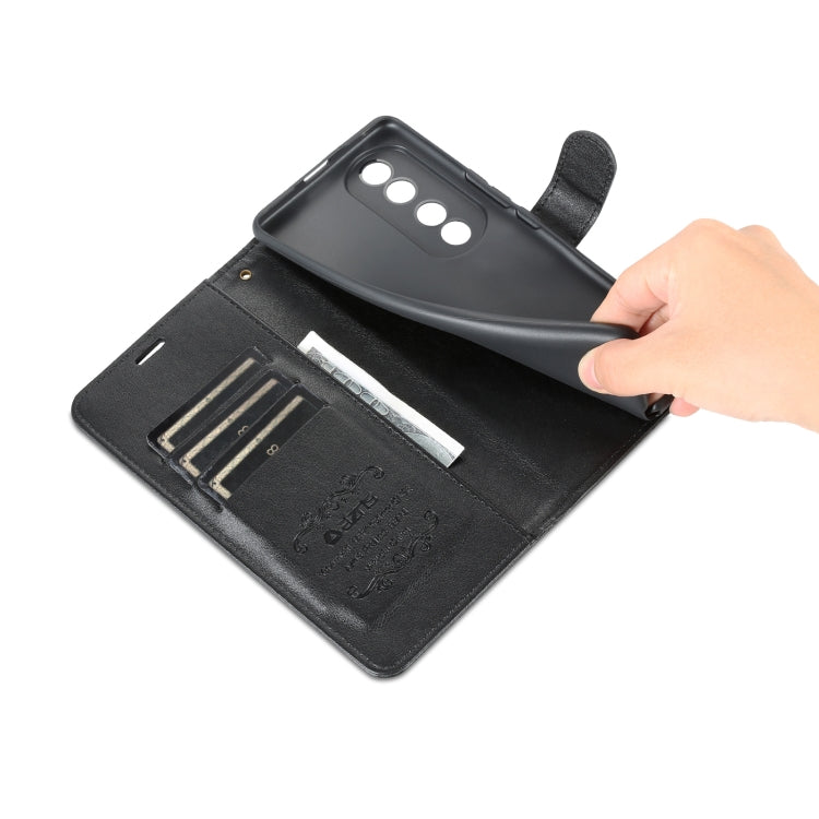 For Honor 70 Pro AZNS Sheepskin Texture Flip Leather Phone Case(Black) by AZNS