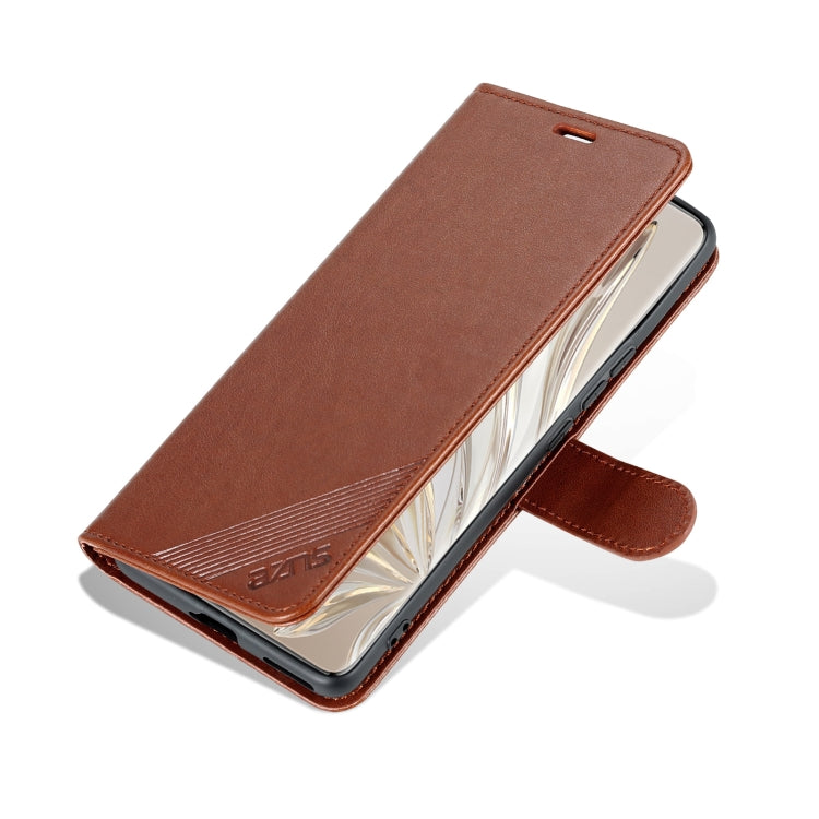 For Honor 70 Pro AZNS Sheepskin Texture Flip Leather Phone Case(Brown) by AZNS