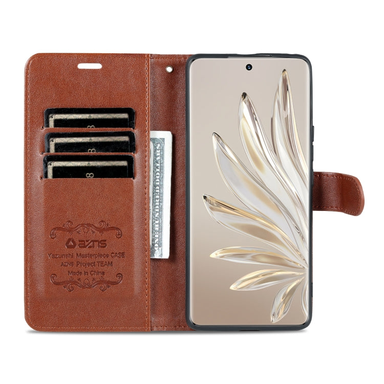 For Honor 70 Pro AZNS Sheepskin Texture Flip Leather Phone Case(Brown) by AZNS
