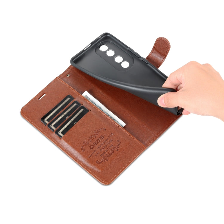 For Honor 70 Pro AZNS Sheepskin Texture Flip Leather Phone Case(Brown) by AZNS