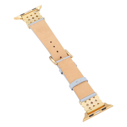Pearl Diamond Leather Watch Band For Apple Watch Series 9&8&7 41mm / SE 3&SE 2&6&SE&5&4 40mm / 3&2&1 38mm(Dark Blue) by bashfashion