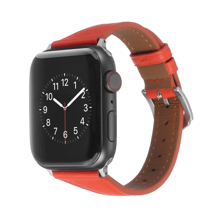Genuine Leather Watch Band For Apple Watch Series 9&8&7 41mm / SE 3&SE 2&6&SE&5&4 40mm / 3&2&1 38mm(Red) by bashfashion