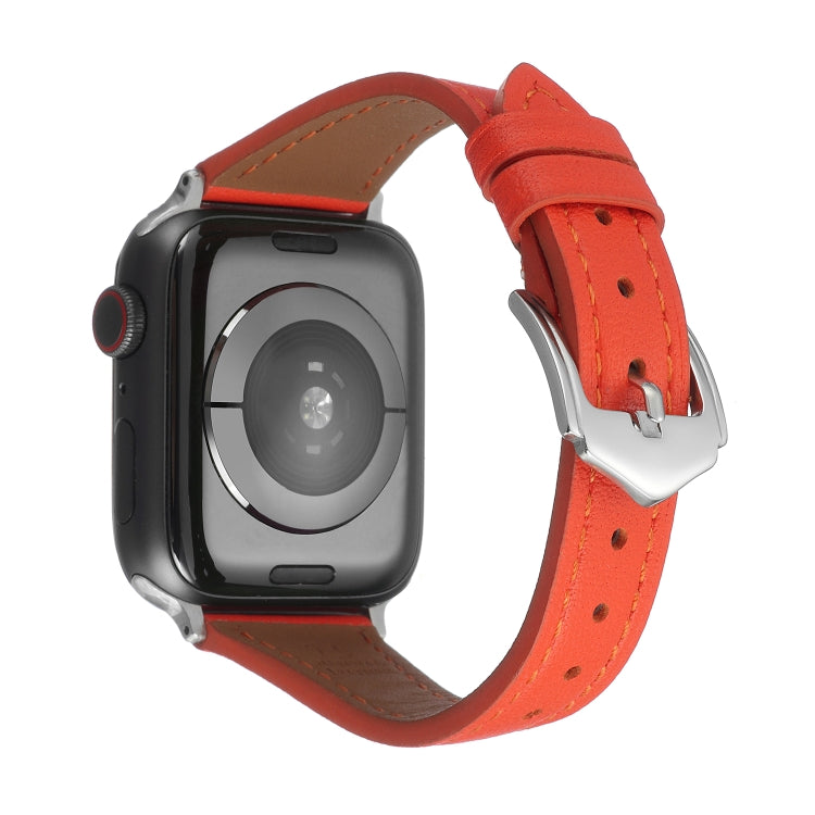 Genuine Leather Watch Band For Apple Watch Series 9&8&7 41mm / SE 3&SE 2&6&SE&5&4 40mm / 3&2&1 38mm(Red) by bashfashion