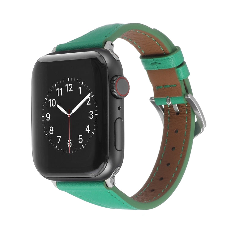 Genuine Leather Watch Band For Apple Watch Series 9&8&7 41mm / SE 3&SE 2&6&SE&5&4 40mm / 3&2&1 38mm(Green) by bashfashion