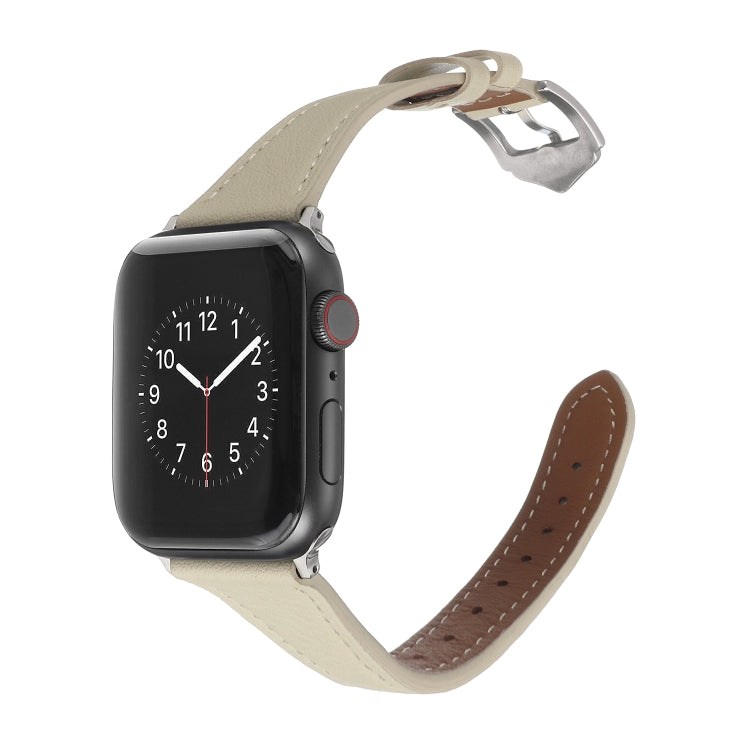 Genuine Leather Watch Band For Apple Watch Series 9&8&7 41mm / SE 3&SE 2&6&SE&5&4 40mm / 3&2&1 38mm(Apricot) by bashfashion