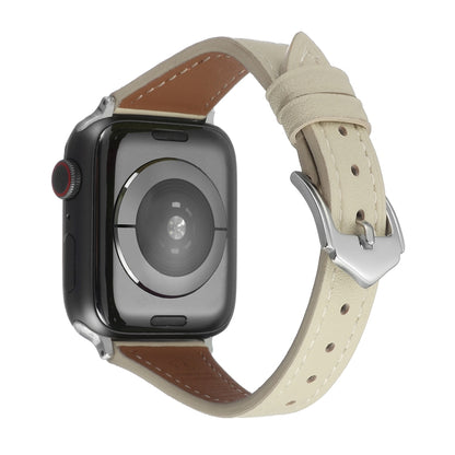 Genuine Leather Watch Band For Apple Watch Series 9&8&7 41mm / SE 3&SE 2&6&SE&5&4 40mm / 3&2&1 38mm(Apricot) by bashfashion