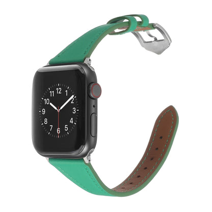 Genuine Leather Watch Band For Apple Watch Ultra 49mm&Watch Ultra 2 49mm / Series 9&8&7 45mm / SE 3&SE 2&6&SE&5&4 44mm / 3&2&1 42mm(Green) by bashfashion