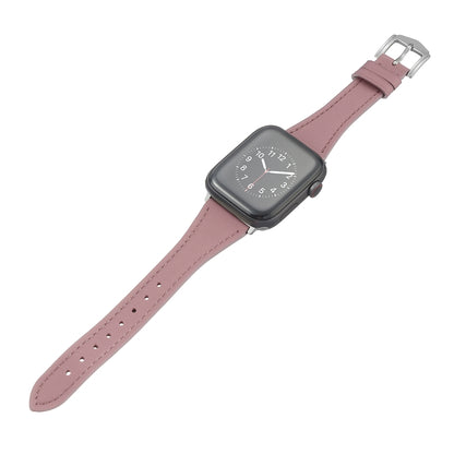 Genuine Leather Watch Band For Apple Watch Ultra 49mm&Watch Ultra 2 49mm / Series 9&8&7 45mm / SE 3&SE 2&6&SE&5&4 44mm / 3&2&1 42mm(Pink) by bashfashion