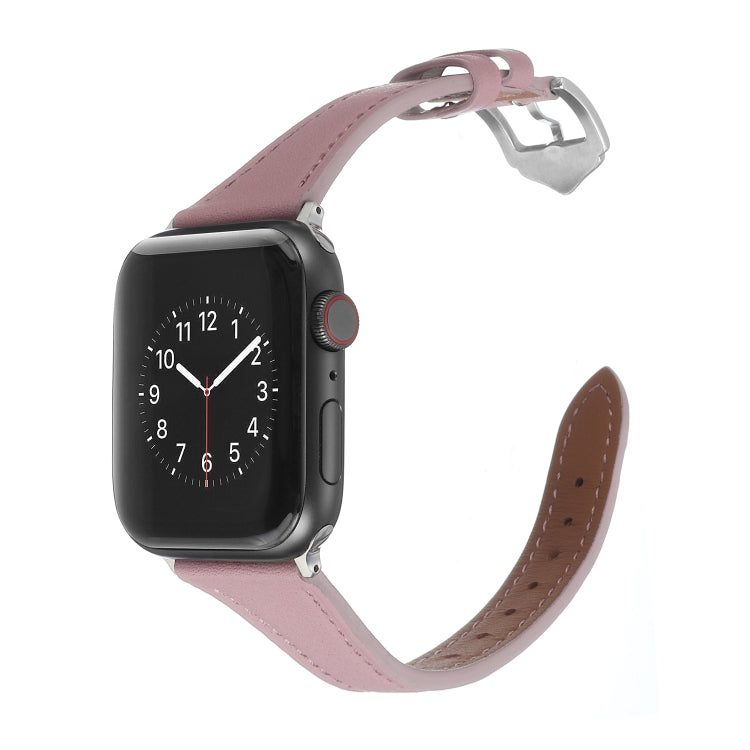 Genuine Leather Watch Band For Apple Watch Ultra 49mm&Watch Ultra 2 49mm / Series 9&8&7 45mm / SE 3&SE 2&6&SE&5&4 44mm / 3&2&1 42mm(Pink) by bashfashion