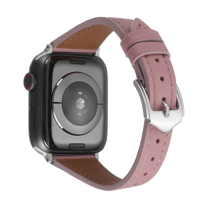 Genuine Leather Watch Band For Apple Watch Ultra 49mm&Watch Ultra 2 49mm / Series 9&8&7 45mm / SE 3&SE 2&6&SE&5&4 44mm / 3&2&1 42mm(Pink) by bashfashion