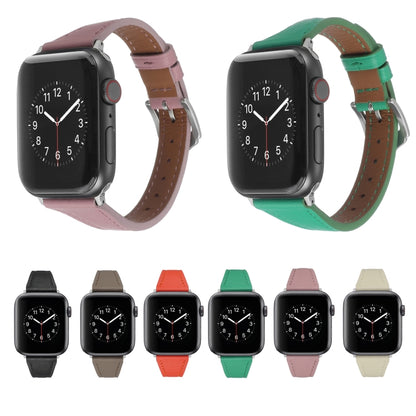 Genuine Leather Watch Band For Apple Watch Ultra 49mm&Watch Ultra 2 49mm / Series 9&8&7 45mm / SE 3&SE 2&6&SE&5&4 44mm / 3&2&1 42mm(Pink) by bashfashion