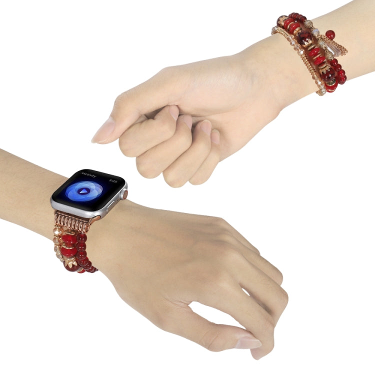 Chain Tassel Watch Band For Apple Watch Ultra 49mm&Watch Ultra 2 49mm / Series 9&8&7 45mm / SE 3&SE 2&6&SE&5&4 44mm / 3&2&1 42mm(Red) by bashfashion