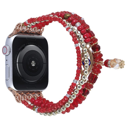 Eye Bead Chain Watch Band For Apple Watch Series 9&8&7 41mm / SE 3&SE 2&6&SE&5&4 40mm / 3&2&1 38mm(Red) by bashfashion