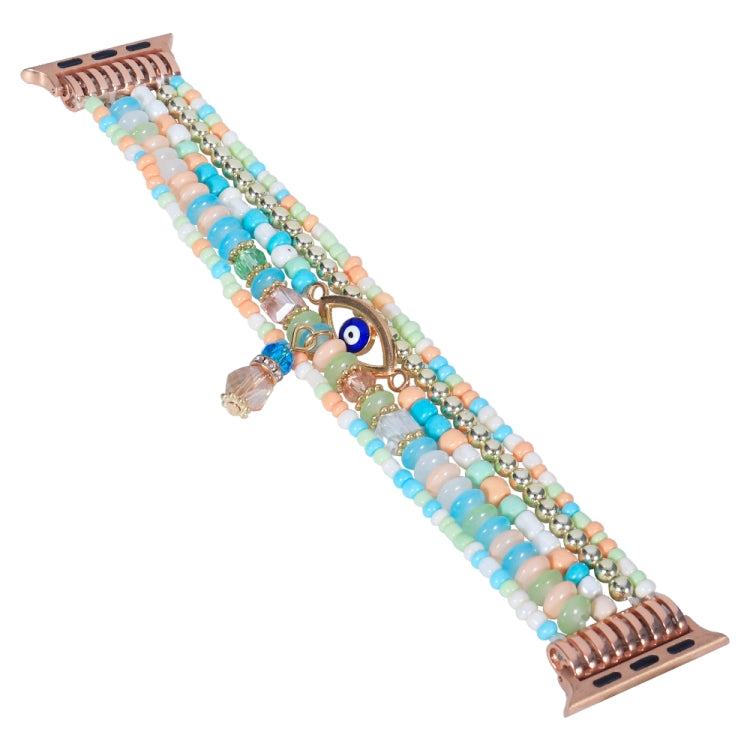 Eye Bead Chain Watch Band For Apple Watch Ultra 49mm&Watch Ultra 2 49mm / Series 9&8&7 45mm / SE 3&SE 2&6&SE&5&4 44mm / 3&2&1 42mm(Colorful) by bashfashion
