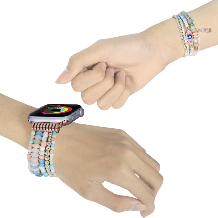Eye Bead Chain Watch Band For Apple Watch Ultra 49mm&Watch Ultra 2 49mm / Series 9&8&7 45mm / SE 3&SE 2&6&SE&5&4 44mm / 3&2&1 42mm(Colorful) by bashfashion
