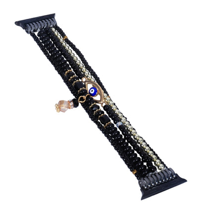 Eye Bead Chain Watch Band For Apple Watch Ultra 49mm&Watch Ultra 2 49mm / Series 9&8&7 45mm / SE 3&SE 2&6&SE&5&4 44mm / 3&2&1 42mm(Black) by bashfashion