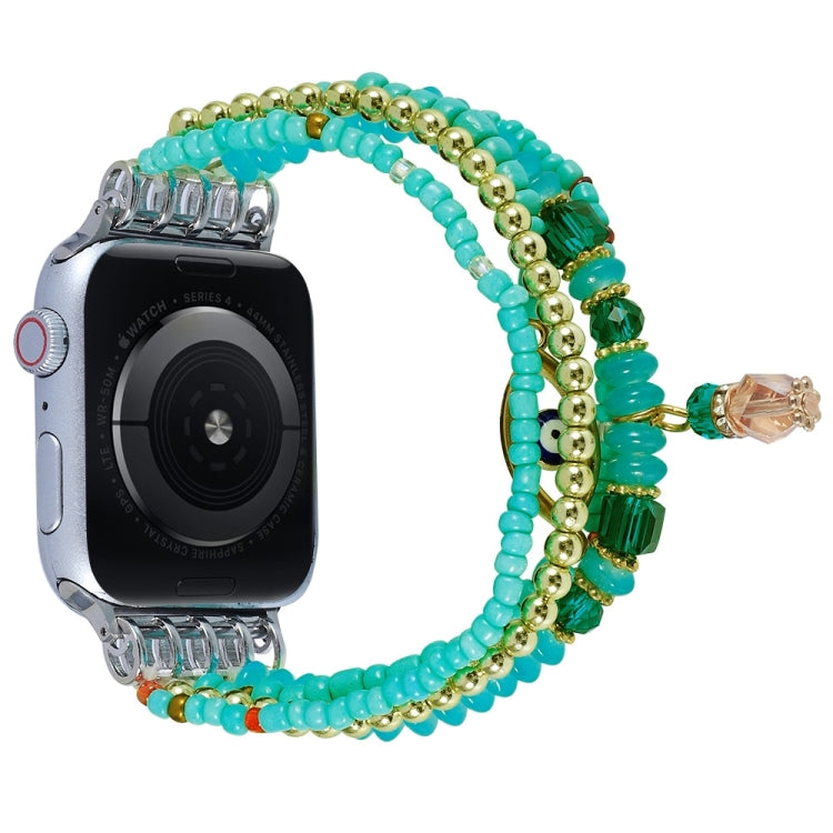 Eye Bead Chain Watch Band For Apple Watch Ultra 49mm&Watch Ultra 2 49mm / Series 9&8&7 45mm / SE 3&SE 2&6&SE&5&4 44mm / 3&2&1 42mm(Blue) by bashfashion