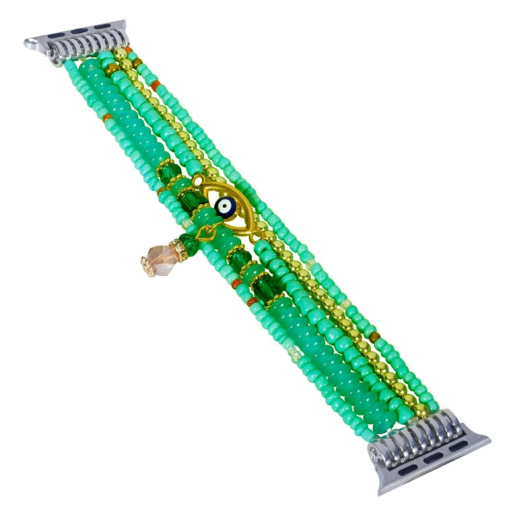 Eye Bead Chain Watch Band For Apple Watch Ultra 49mm&Watch Ultra 2 49mm / Series 9&8&7 45mm / SE 3&SE 2&6&SE&5&4 44mm / 3&2&1 42mm(Blue) by bashfashion