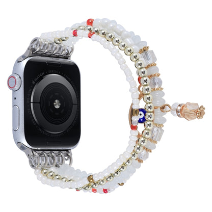 Eye Bead Chain Watch Band For Apple Watch Ultra 49mm&Watch Ultra 2 49mm / Series 9&8&7 45mm / SE 3&SE 2&6&SE&5&4 44mm / 3&2&1 42mm(White) by bashfashion