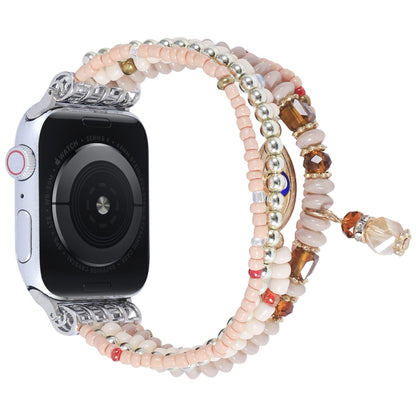 Eye Bead Chain Watch Band For Apple Watch Ultra 49mm&Watch Ultra 2 49mm / Series 9&8&7 45mm / SE 3&SE 2&6&SE&5&4 44mm / 3&2&1 42mm(Pink) by bashfashion