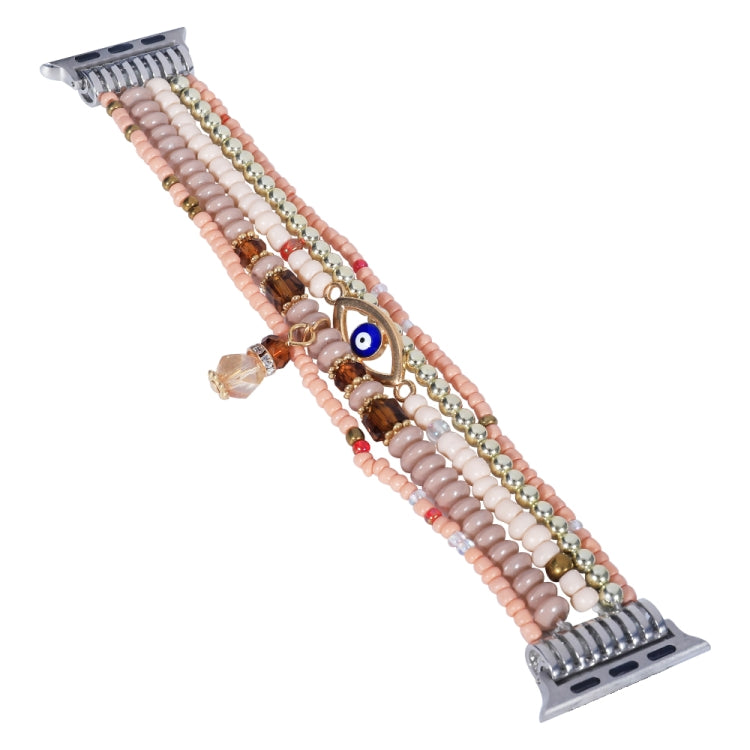 Eye Bead Chain Watch Band For Apple Watch Ultra 49mm&Watch Ultra 2 49mm / Series 9&8&7 45mm / SE 3&SE 2&6&SE&5&4 44mm / 3&2&1 42mm(Pink) by bashfashion